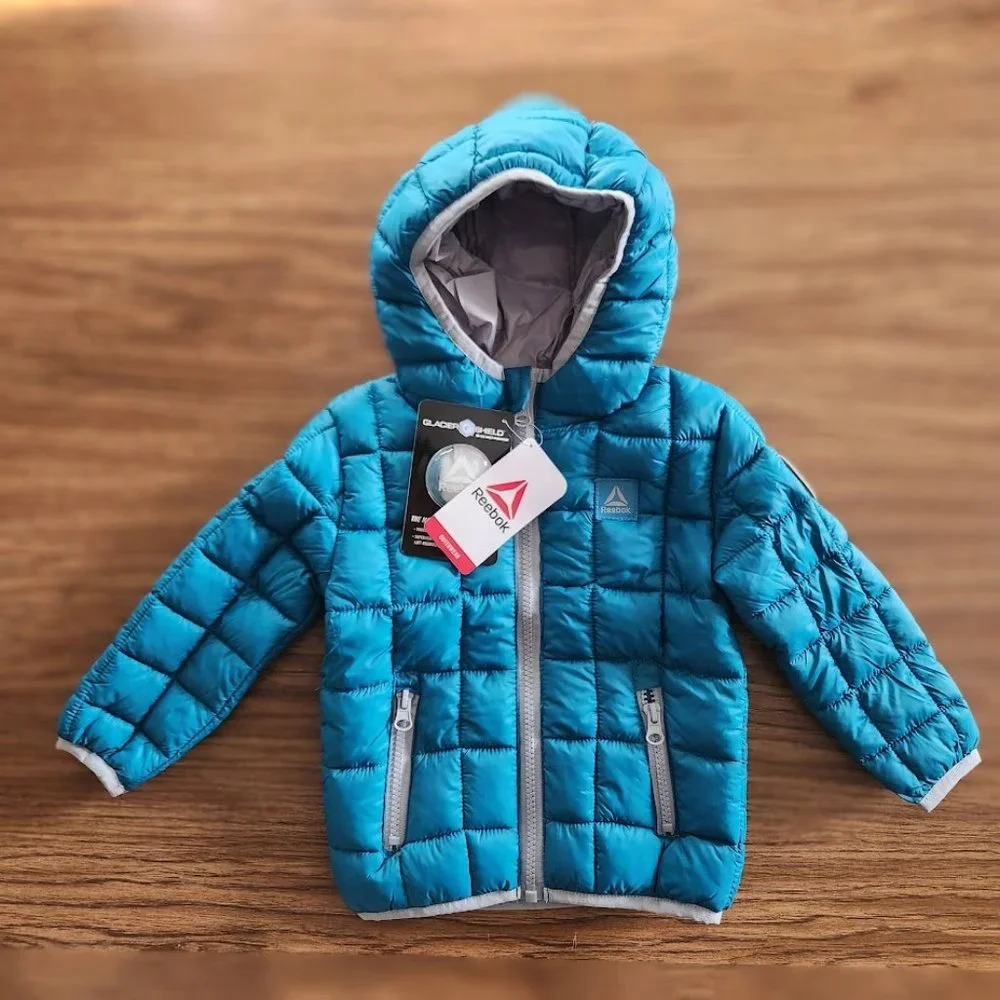 Reebok 18M Teal Blue Puffer Jacket Zipper 18 months NEW Easter Basket Gift NWT B